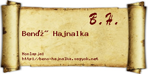Benő Hajnalka névjegykártya